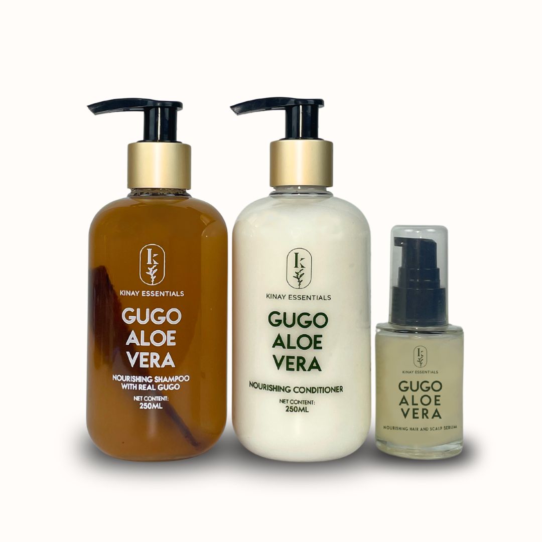 GUGO ALOE VERA HAIRFALL CONTROL NOURISHING SHAMPOO, CONDITIONER AND SCALP SERUM SET
