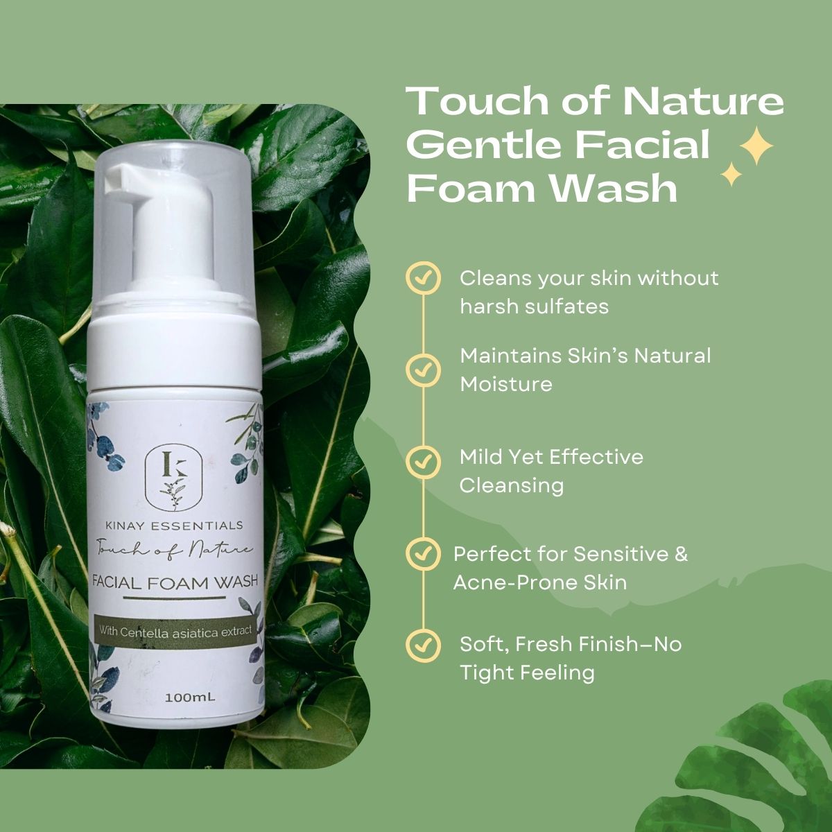 Kinay Essentials Touch of Nature Centella asiatica Gentle Facial Foam Wash 100mL